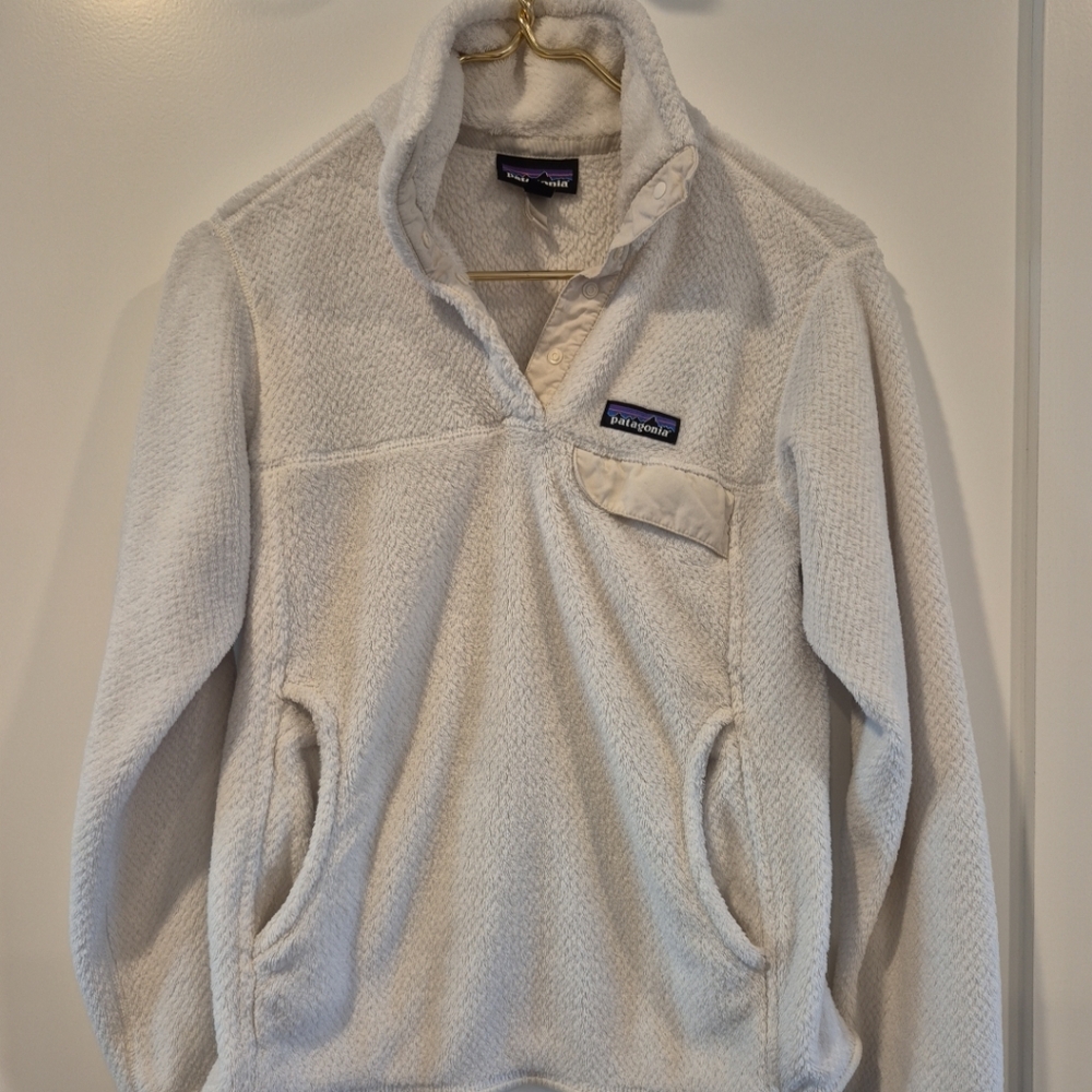 Patagonia Re Tool Snap T Pullover Jacket Small Raw Linen Cream Fleece